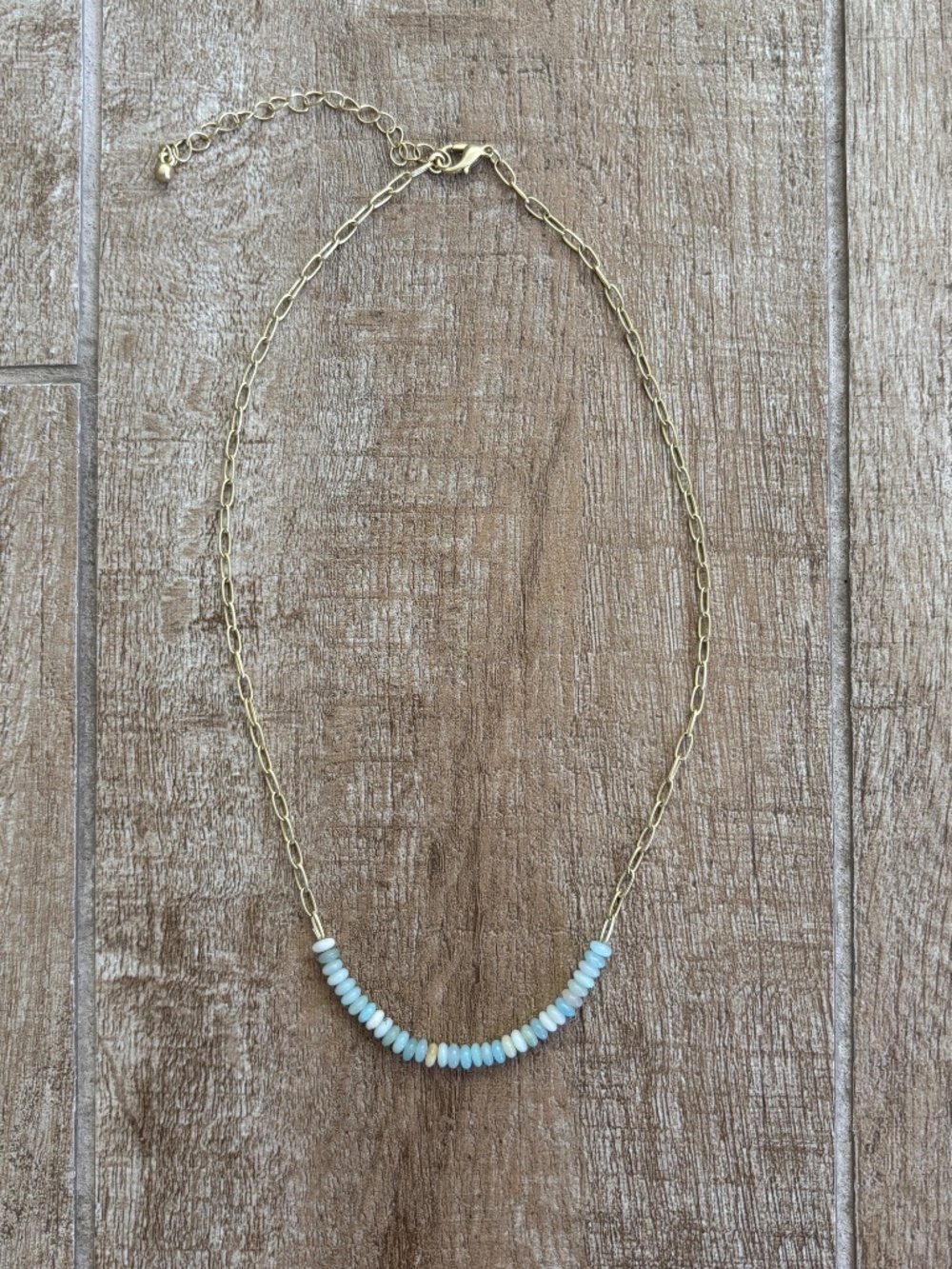 Aqua Bead Chain Necklace - Picture 3 of 5